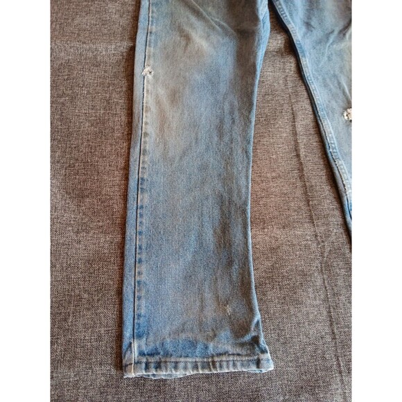 Pants 42 X 34 Wrangler Mens Thrashed Distressed Demin Jeans 5 Pocket - Picture 2 of 10